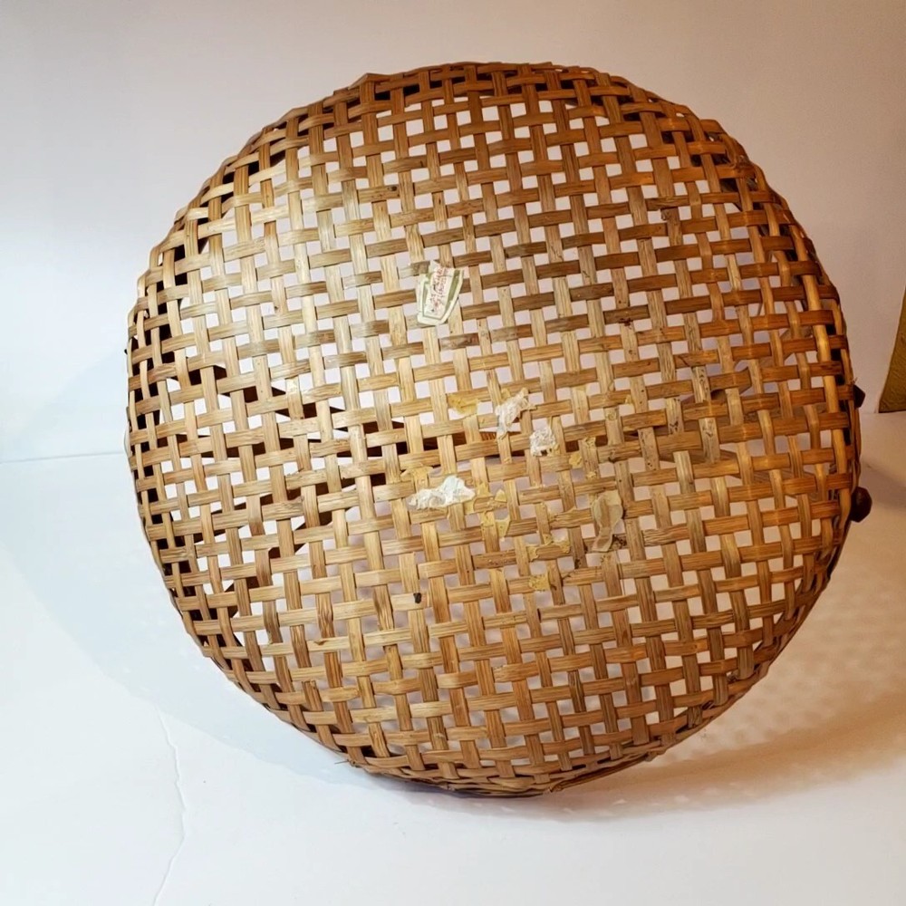Woven Wicker Reed Gathering Basket Large Fixed Handle