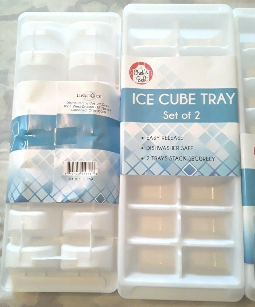 Chef's Best Ice Cube Trays Lot White 4/2 Pack Stack Dishwasher Safe Easy Release