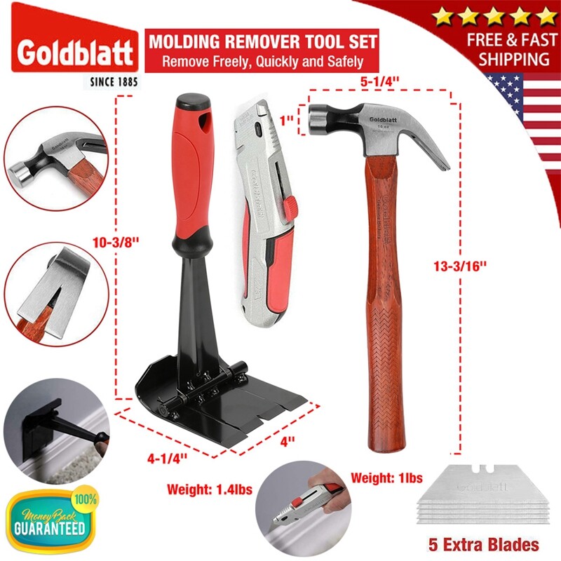 GOLDBLATT Molding Remover Tools Set Multi-tool Retractable Utility Knife Hammers