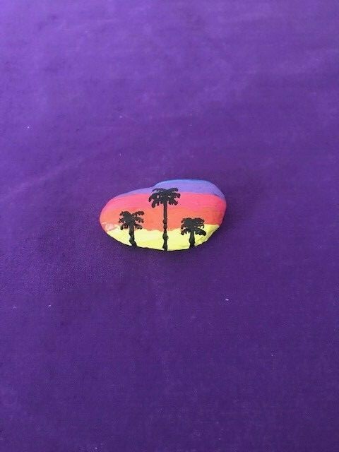 Painted Sunset Palm Tree Rocks