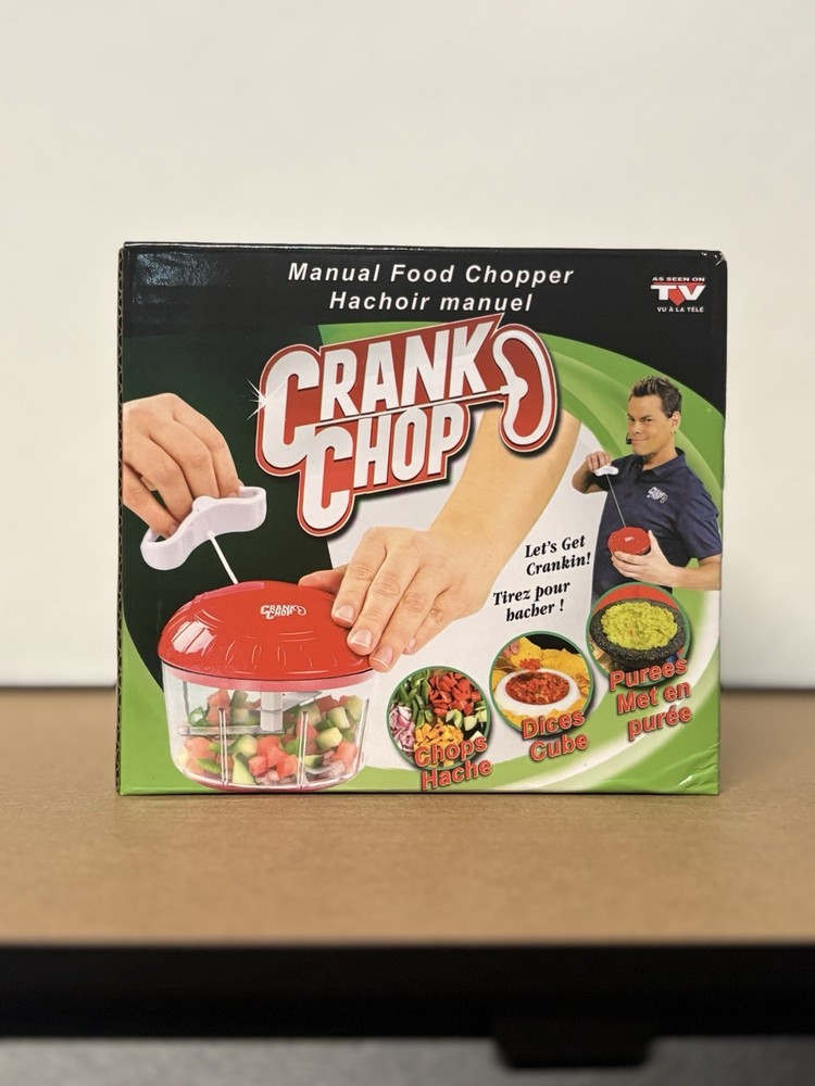 Crank Chop Manual Food Chopper Pull Function, Dishwasher Safe, 2 Cup, Red/Clear