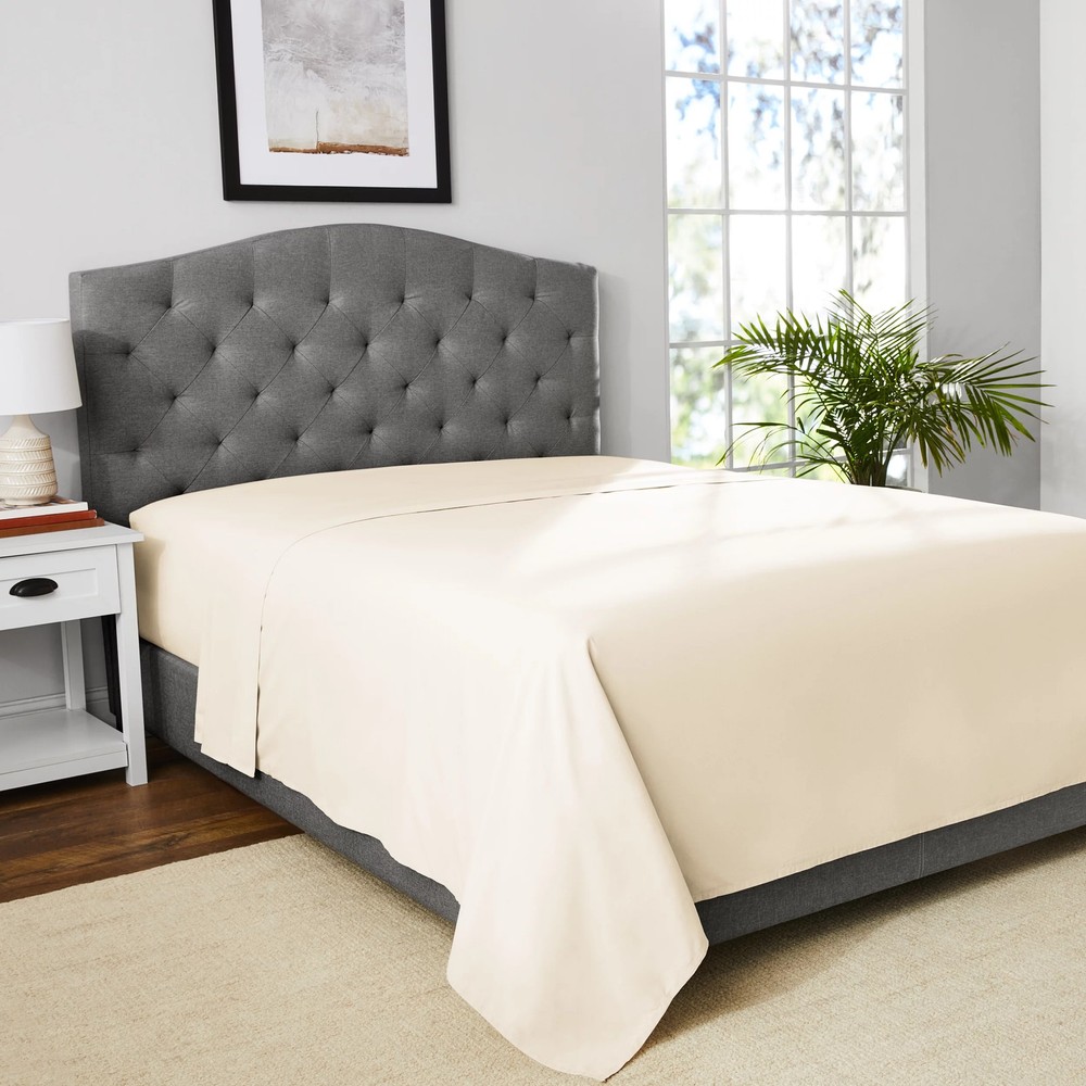Mainstays 300 Thread Count Easy Care Percale Flat Sheet, Papyrus Beige