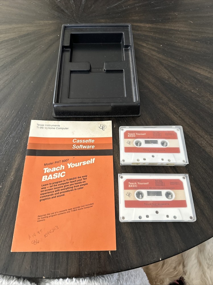 Texas Instruments Cassette Software Model PHT 6007 Teach Yourself Basic Manual &