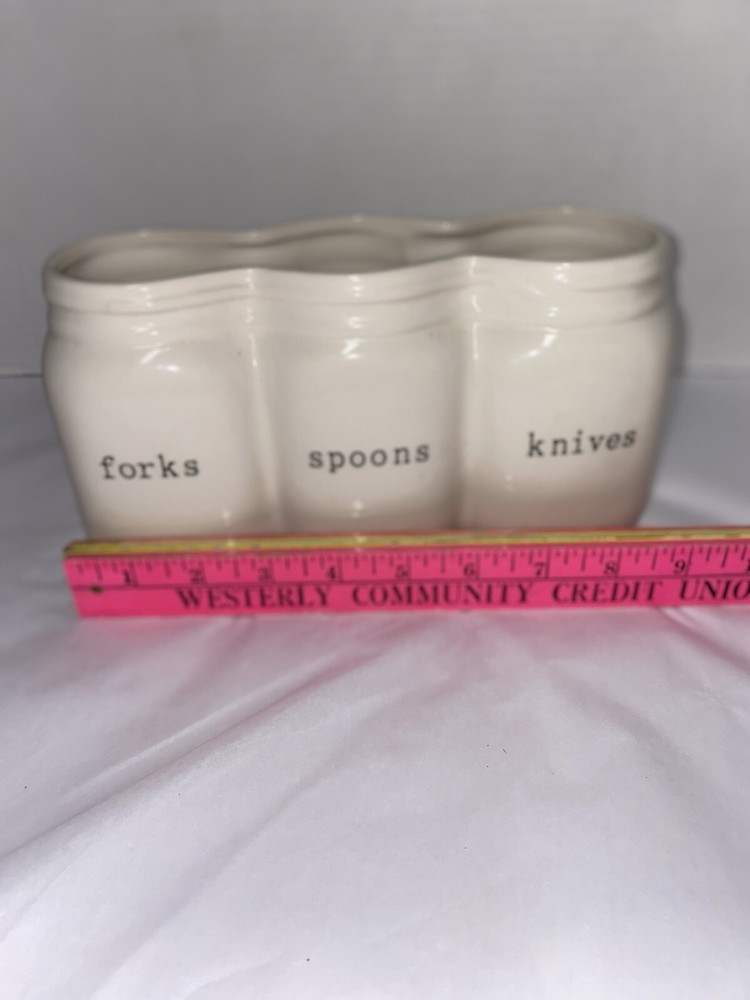 White & Black Three-Section Jar Utensil Caddy