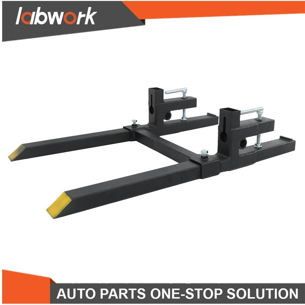 Labwork 43" Pallet Forks Clamp On Tractor Forks with Adjustable Stabilizer Bar