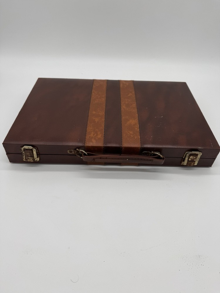 Vintage Pressman Backgammon Set Portable Leatherette Case