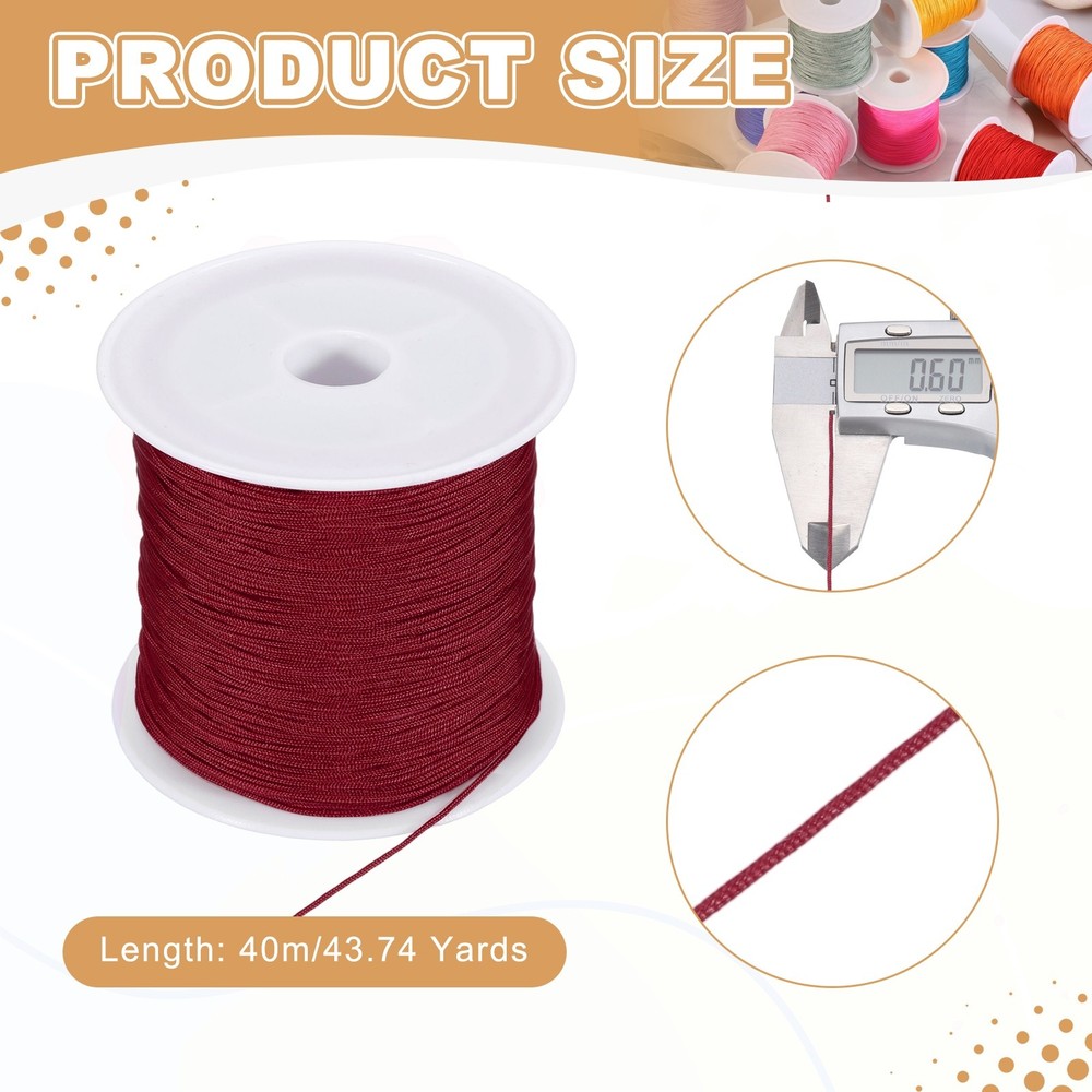 0.6mm Nylon String for Bracelets, 44 Yards Nylon Beading Thread(Dark Red)