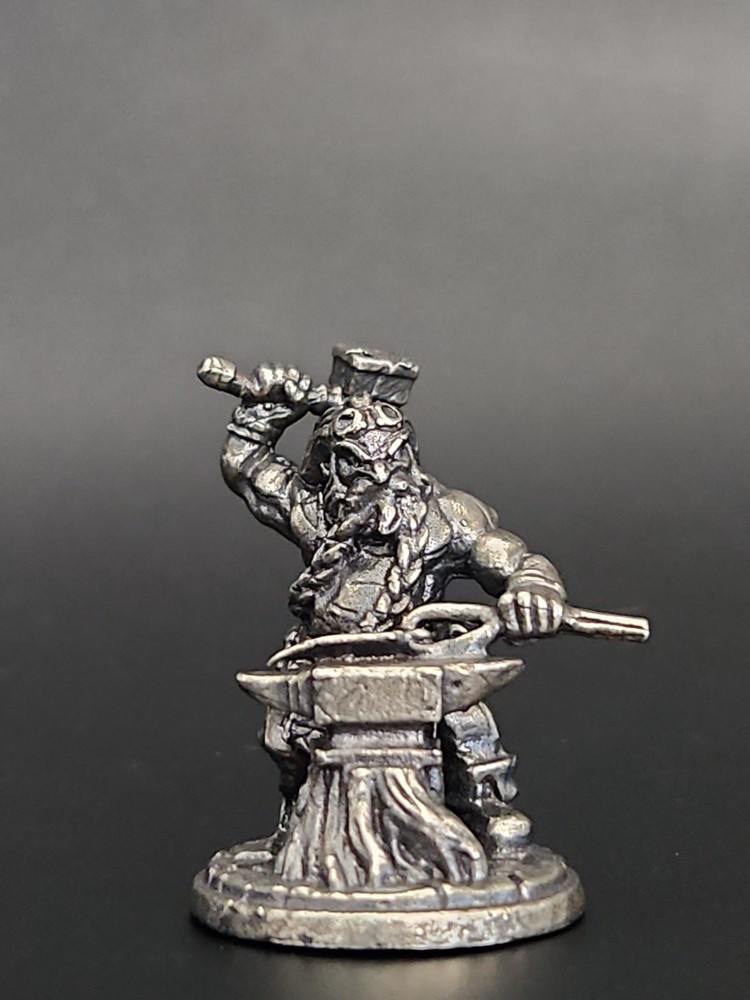 Solid Metal Dwarf Blacksmith Miniature Figure, Heavy and Sturdy