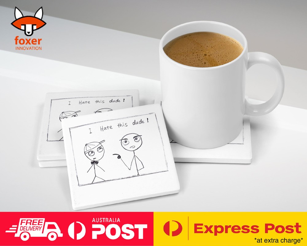 COASTER COFFEE DRINKING MAT|SKETCH ART I HATE THIS DUDE