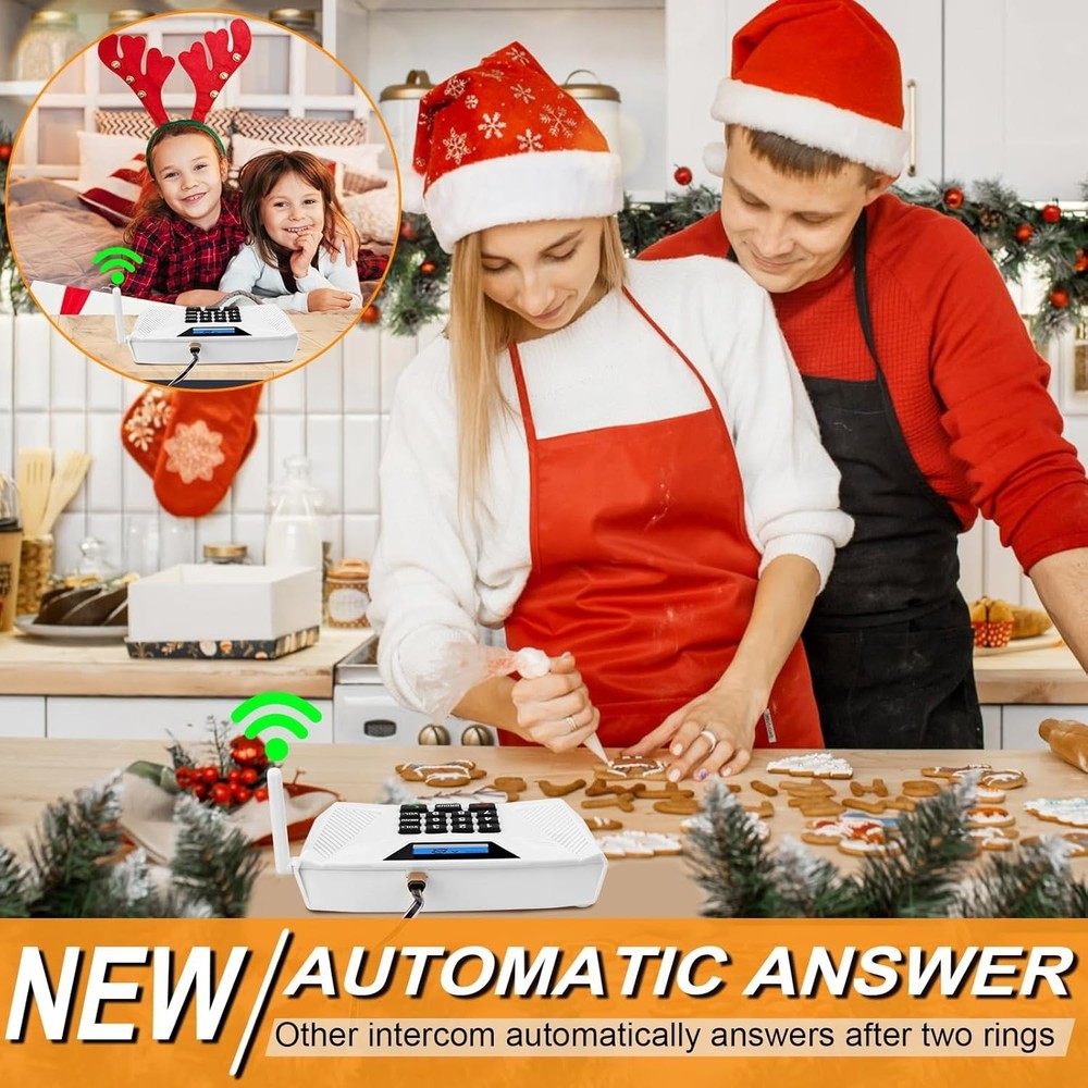 Wireless Intercoms for Home Hand Free 5300 Feet Range Two Way Intercoms (4 Pack)