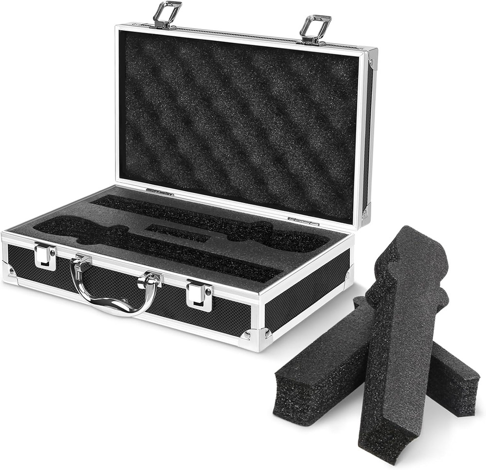 Professional Microphone Case Hard Shell Carrying 2 Wireless Mics Aluminum Frame