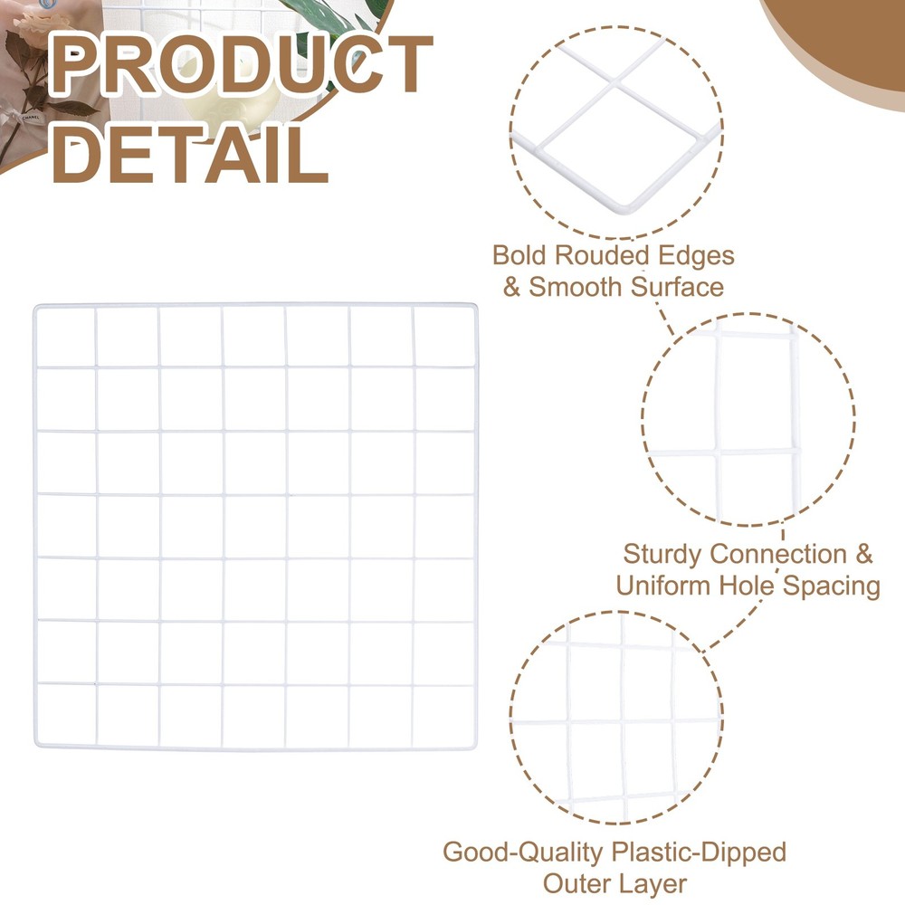 Grid Wall Panels, 13.8" x 13.8" Display Holders Hanging Frame, White