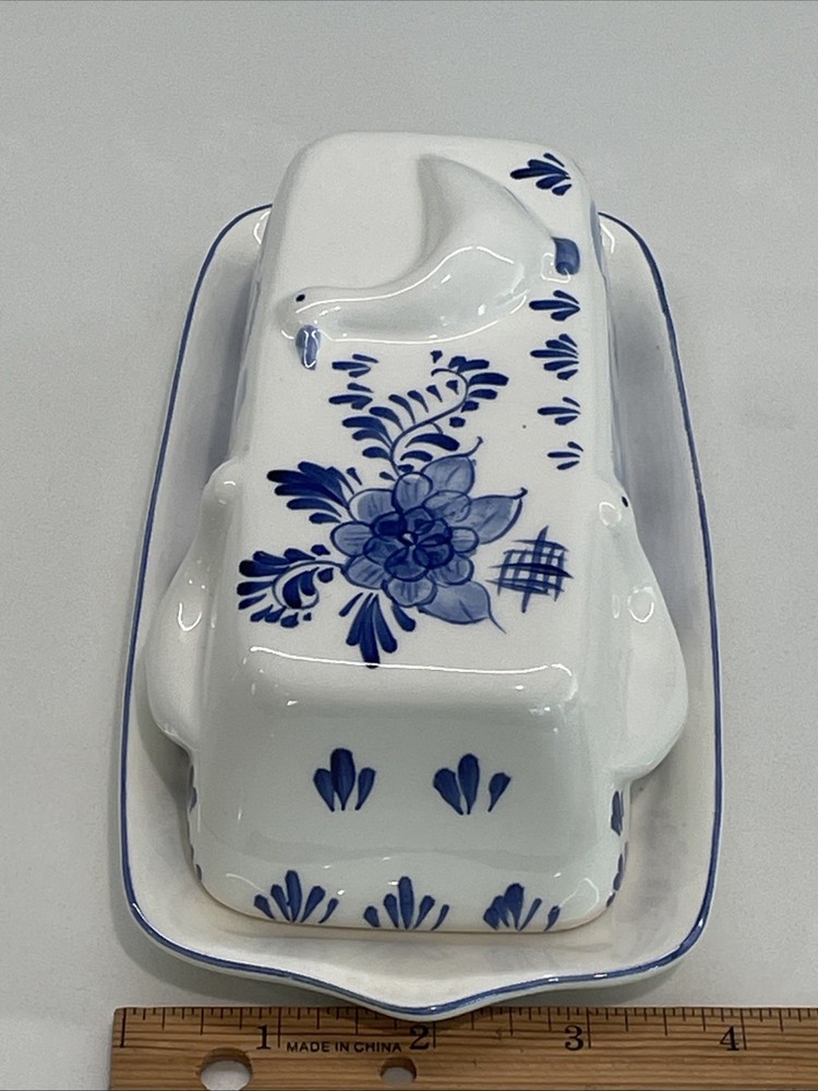 Hand Painted Delfts Blue Butter Dish
