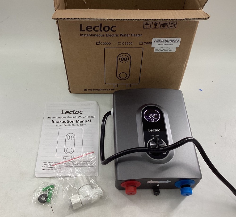 LECLOC Under Sink Tankless Water Heater Electric 3.5kW 120V, Enlarged LED Digita