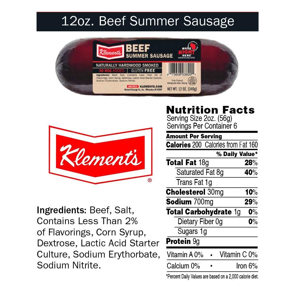 Klement's Beef Summer Sausage - 10 oz