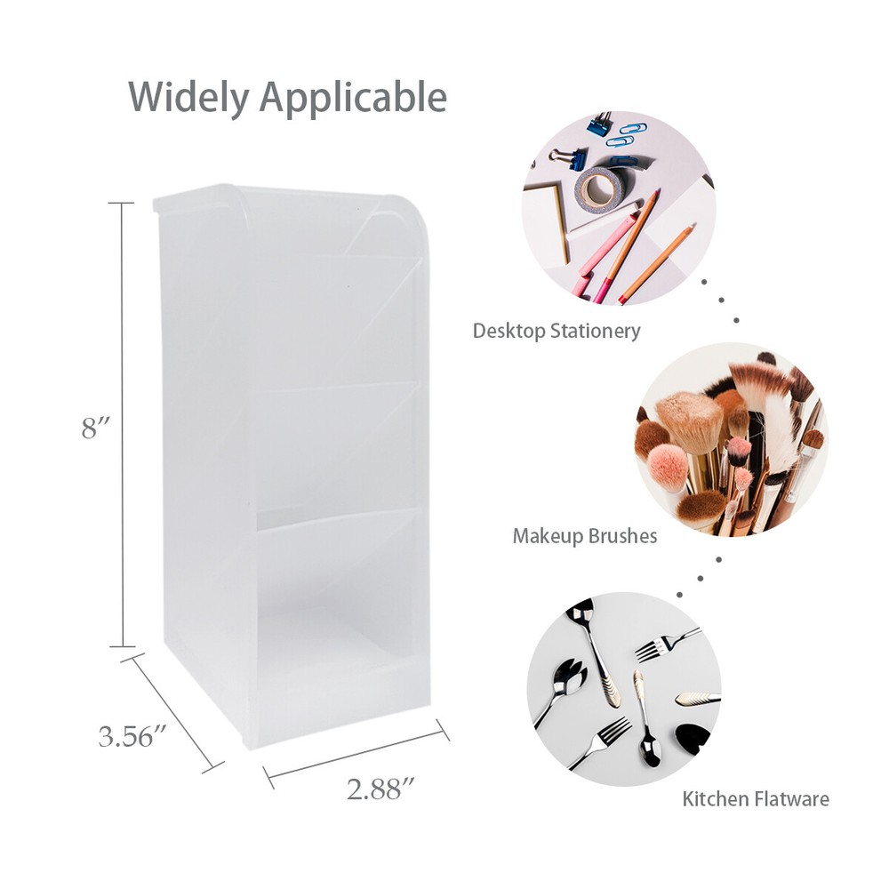 Wrapables 4 Compartments Desk Storage Pen Organizer, Large (2pcs) / Clear