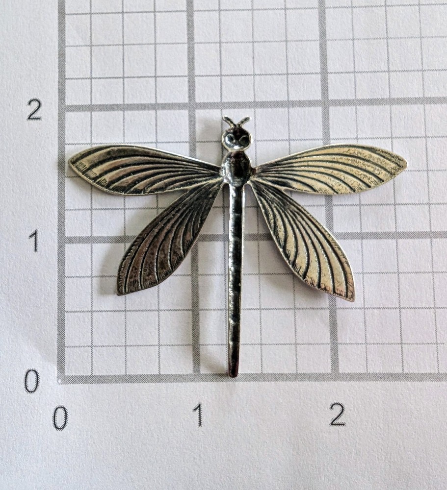 Large Dragonfly Silver Oxidized Jewelry Finding 2 Inch