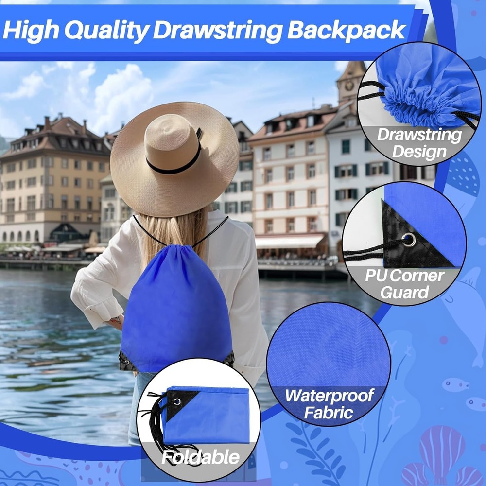6PCS Drawstring Backpack - Drawstring Gym Bag Waterproof Bags Bulk String Backpa