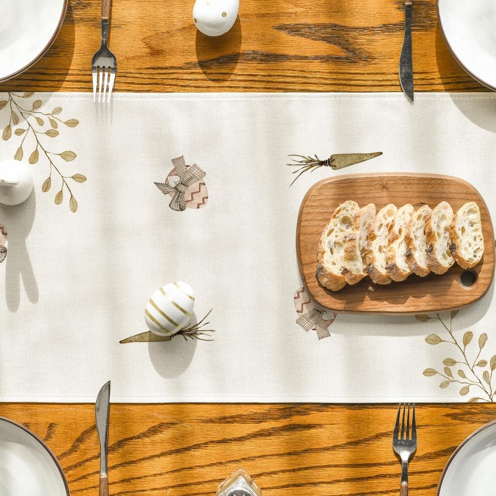Artoid Mode Carrots Rabbit Bunny Happy Easter Table Runner, Spring Summer Season