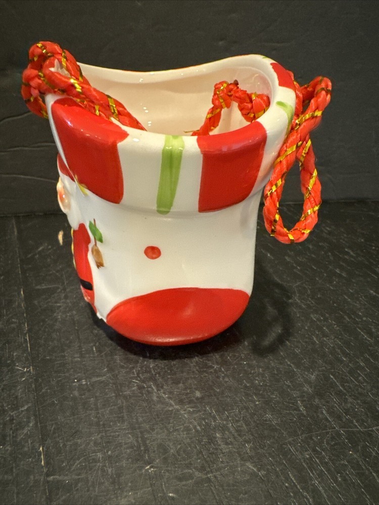 Ceramic Santa Boot Planter Candy Dish 4x3.5” East West Dist.