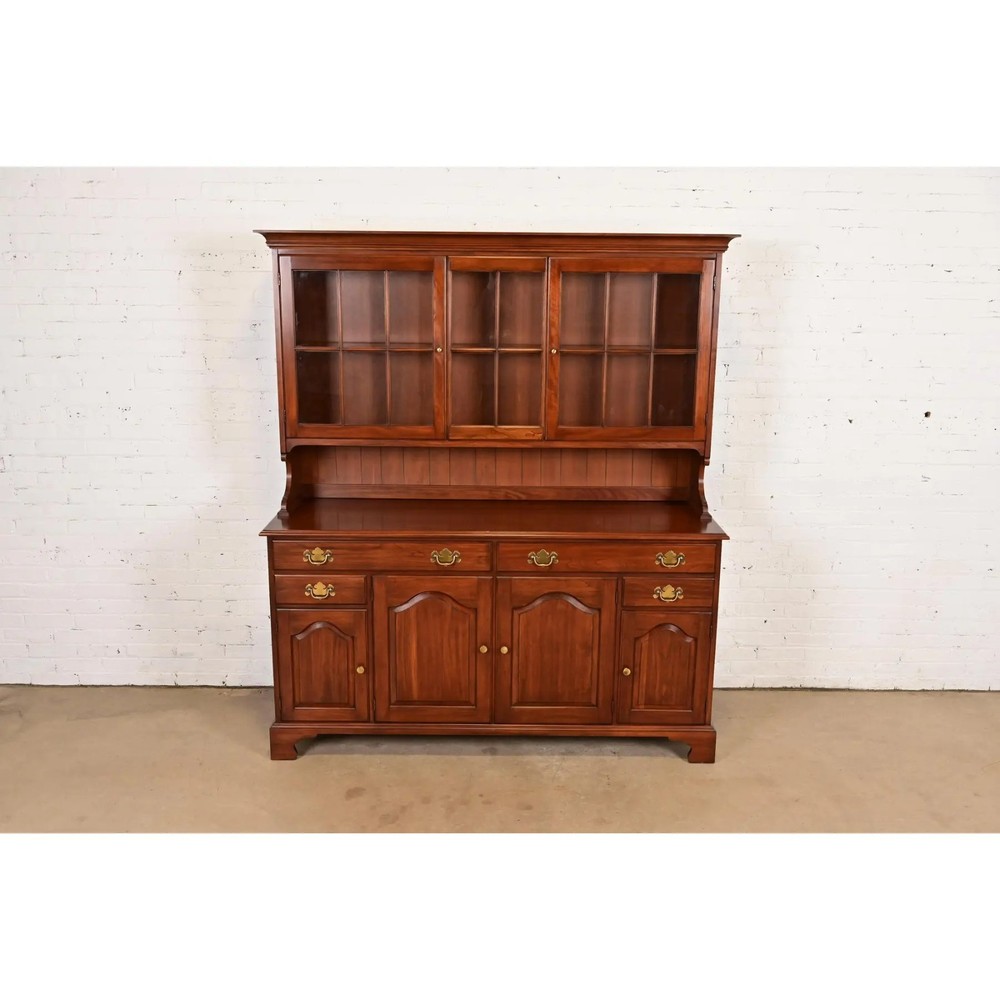 Henkel Harris American Colonial Solid Cherry Wood Breakfront or Sideboard Buffet