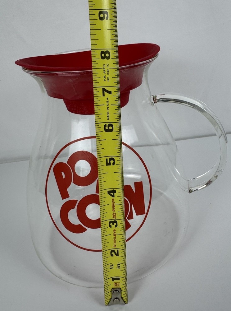 Ecolution Glass Microwave Popcorn Maker Pitcher Silicone Lid Red