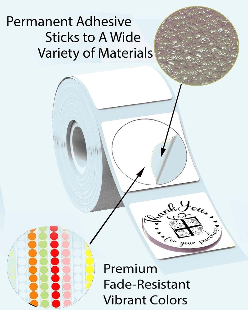 3Rolls Round Self-Adhesive Thermal Printer Label 50*50mm for Phomemo M110/M220