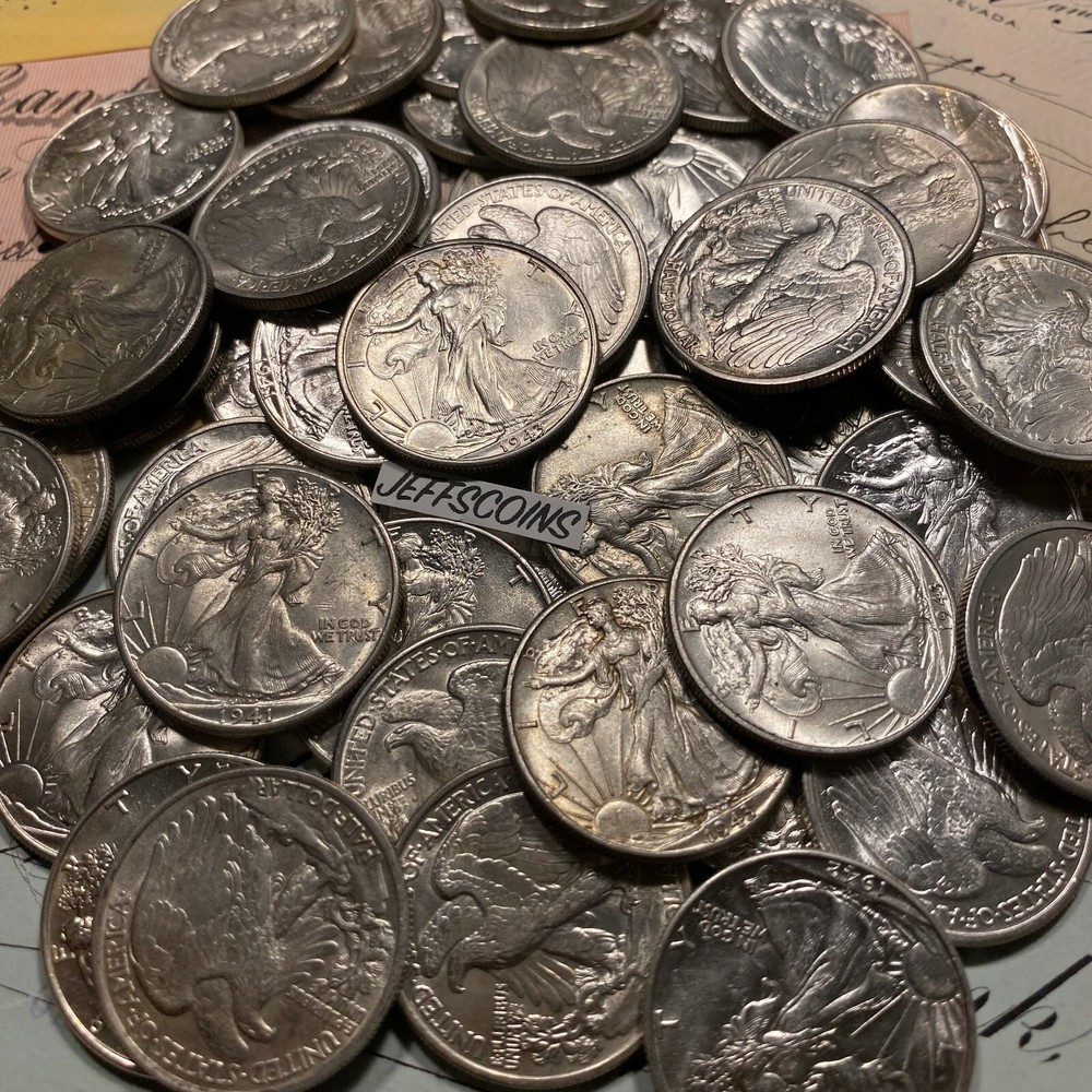 ✯ Estate Lot Walking Liberty Half Dollars ✯ ✯ UNC MS from OBW Roll Note ✯