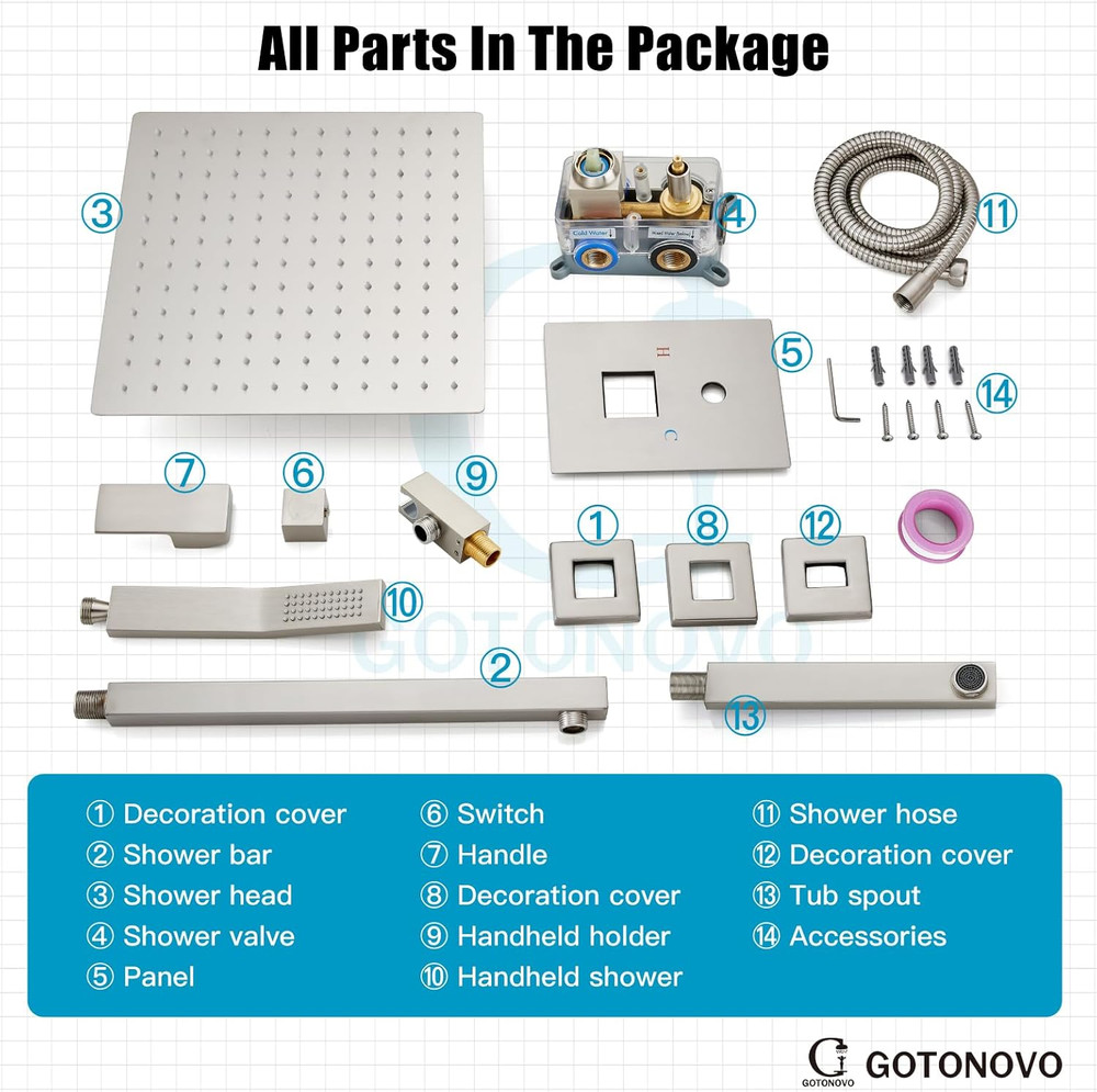 Brushed Nickel 3-Function Shower System with Rainfall Head & Handheld Spray