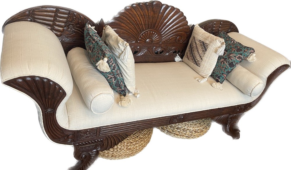 Teak wood sofa, hand carved