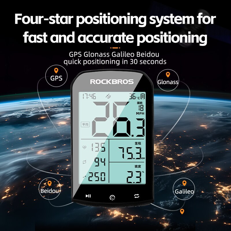 ROCKBROS Bicycle Computer M1 GPS ANT Bluetooth Wireless Rainproof Cadence Sensor