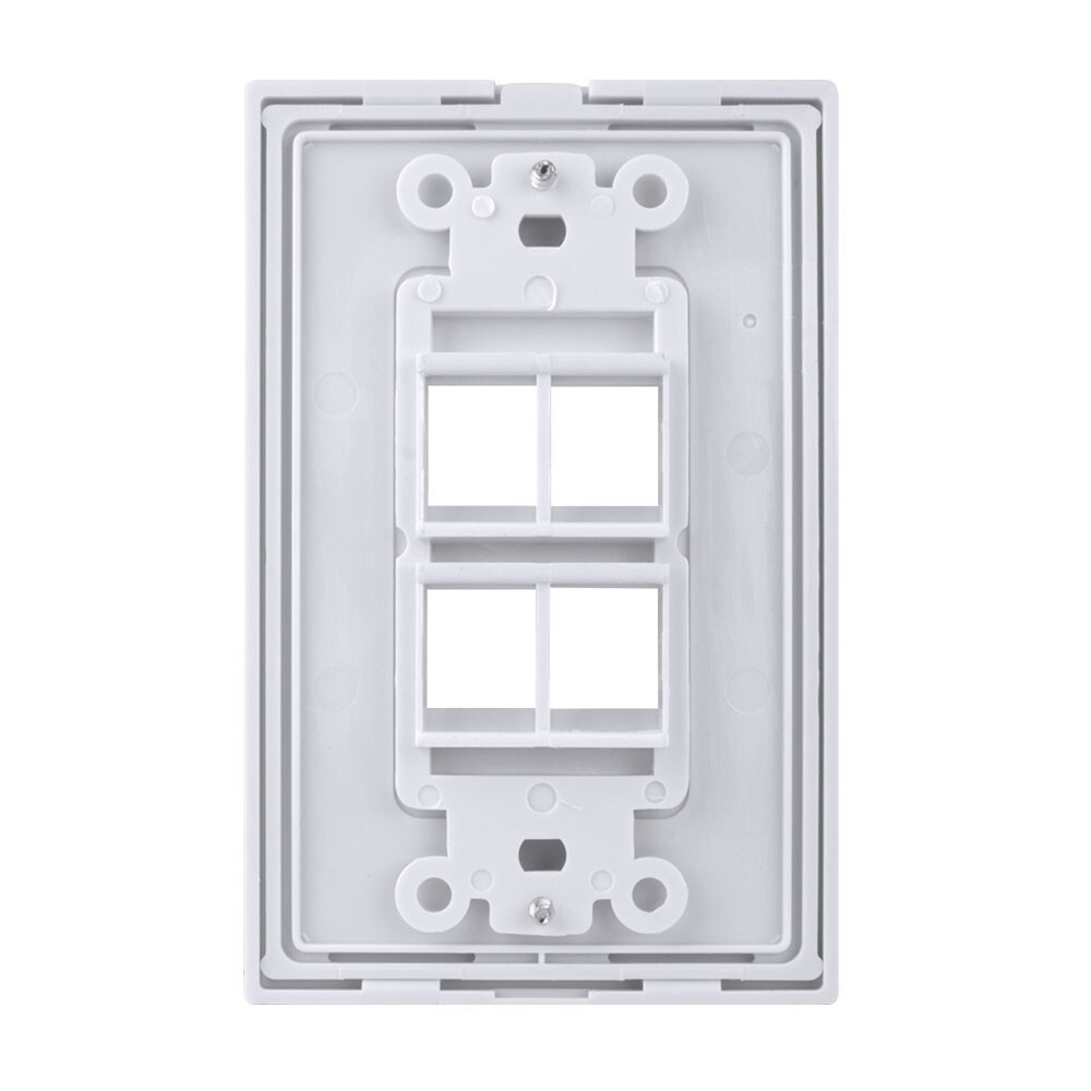 Construct Pro 4-Port Keystone Wall Plate with Screwless Face (White)