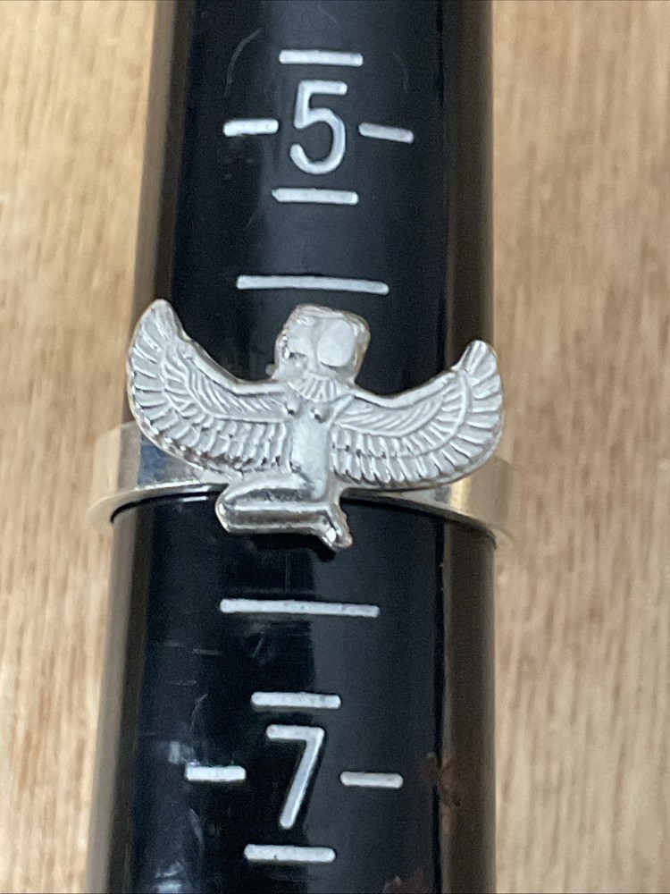 An elegant and modern silver ring featuring the goddess, Isis. Adjustable
