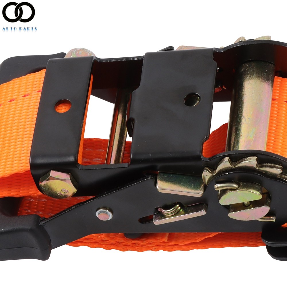 2 Pack Wheel Chock Tie Down Strap Kit For Trailer ATV 9' Ratchet Strap Durable