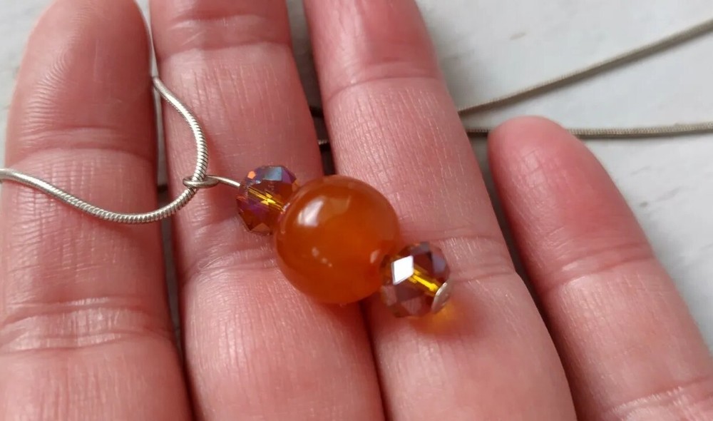 Vintage Amber pendant with silver chain