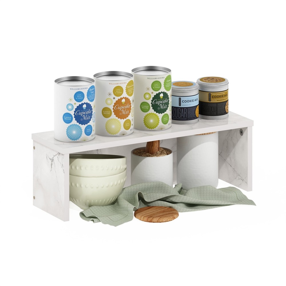 Helena 23-Inch Kitchen Counter Stackable Organizer Shelf Marble White