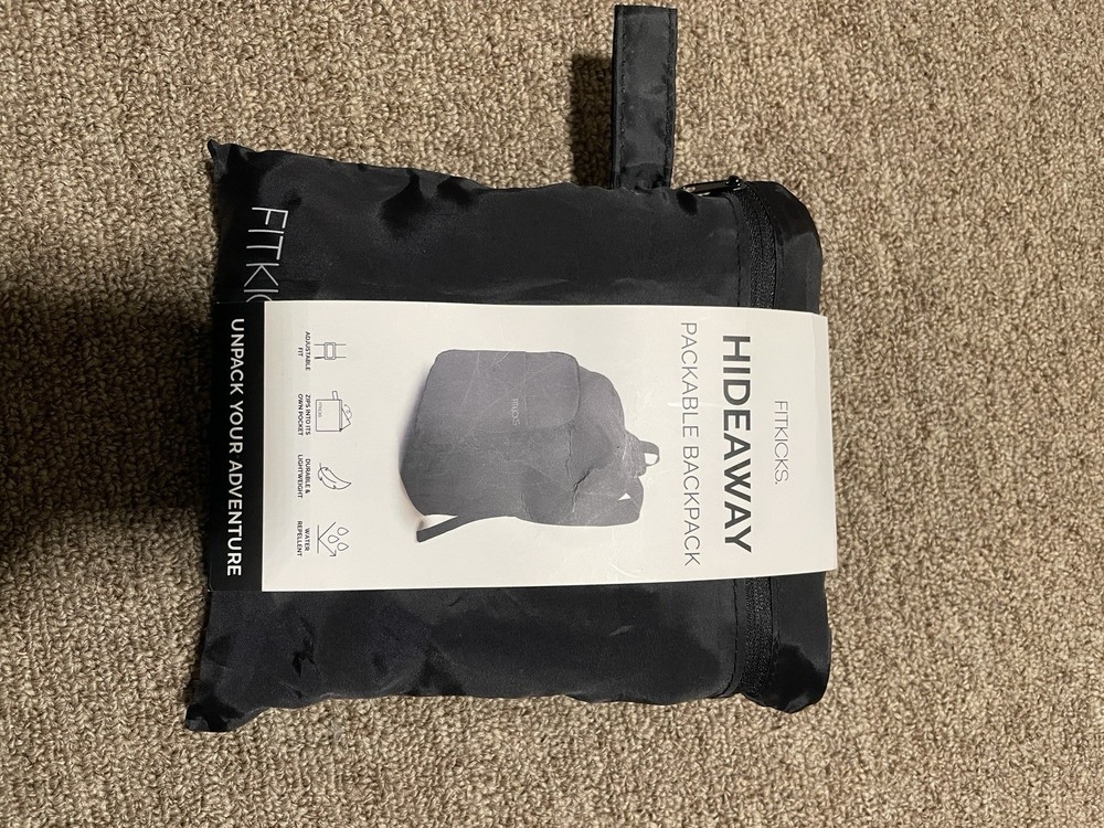 FITKICKS Hideaway Packable Backpack Assortment Color Black