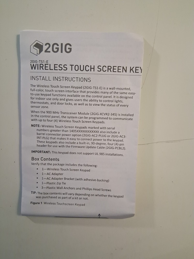 2GIG Secondary Touch Screen (2GIG-TS1) NEW