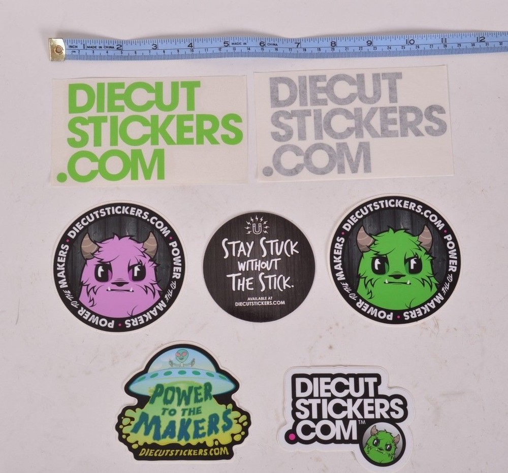 DIECUT STICKERS SAMPLES STICK BEFORE YOU COMMIT pack of 6 plus bonus magnet