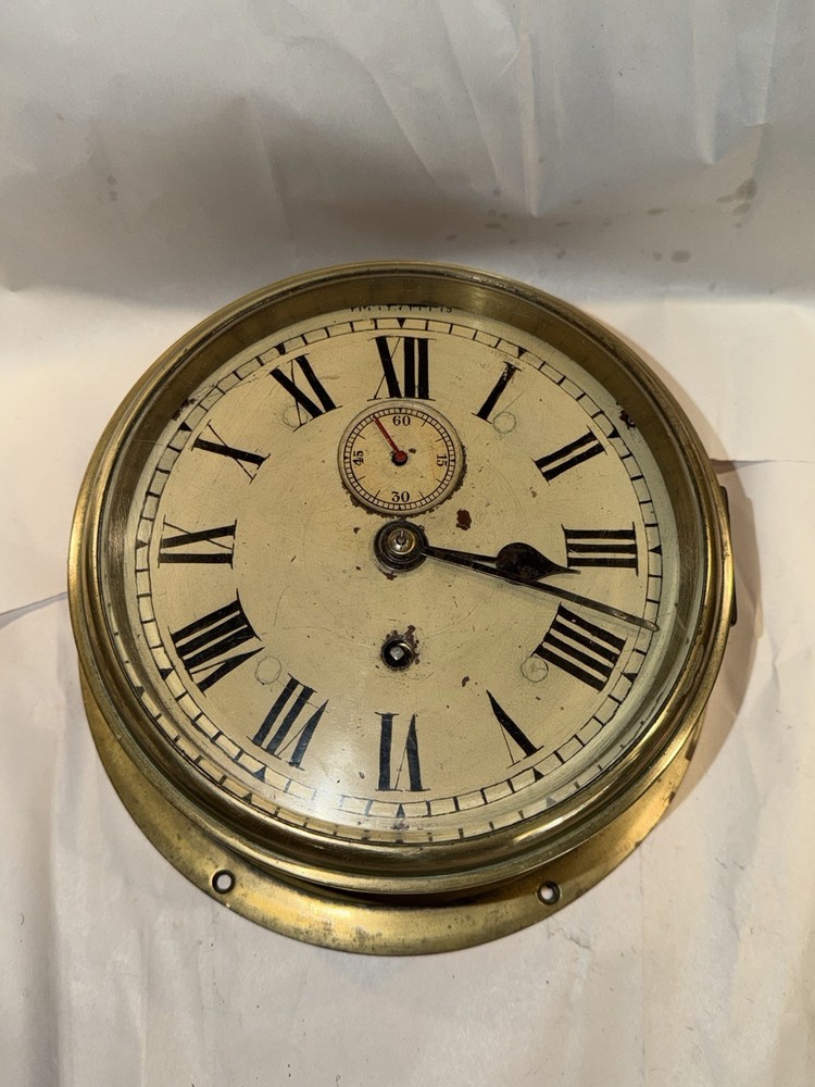 Huge Antique Brass English Ships Clock