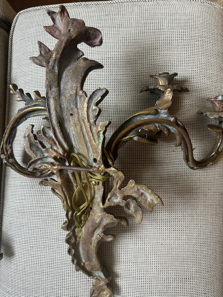 2-Antique Brass Electrified Sconces & 2 Not Electrified.