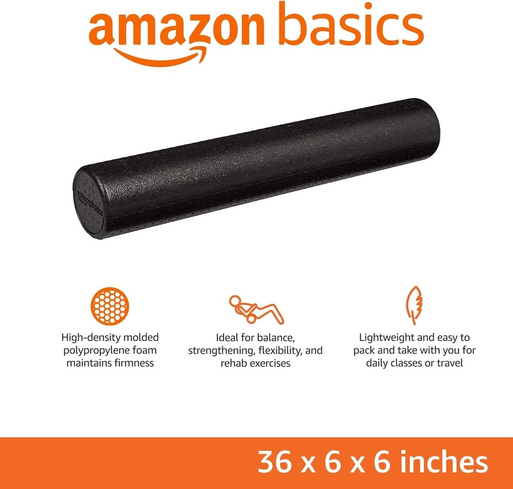 AmazonBasics High-Density Round Foam Roller - Black, 36"