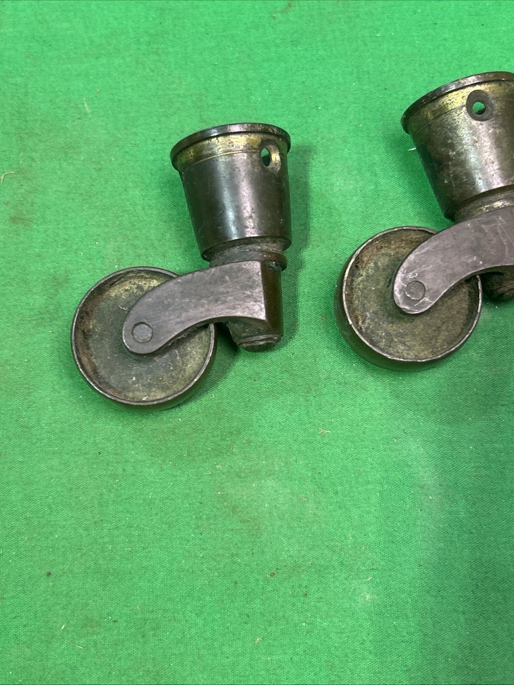 Three Antique Solid Brass Furniture Swivel Casters