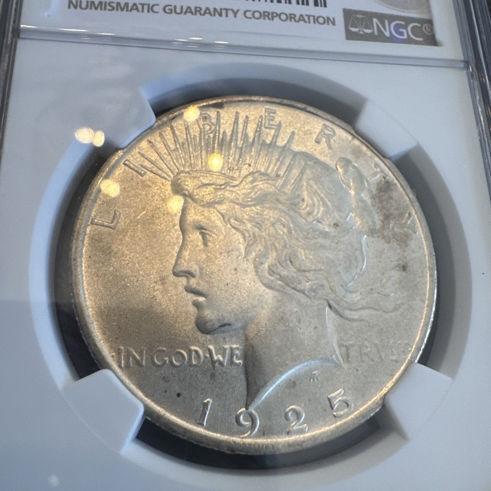 Peace Silver Dollar 1925 - 90% Silver Verified - NGC MS64
