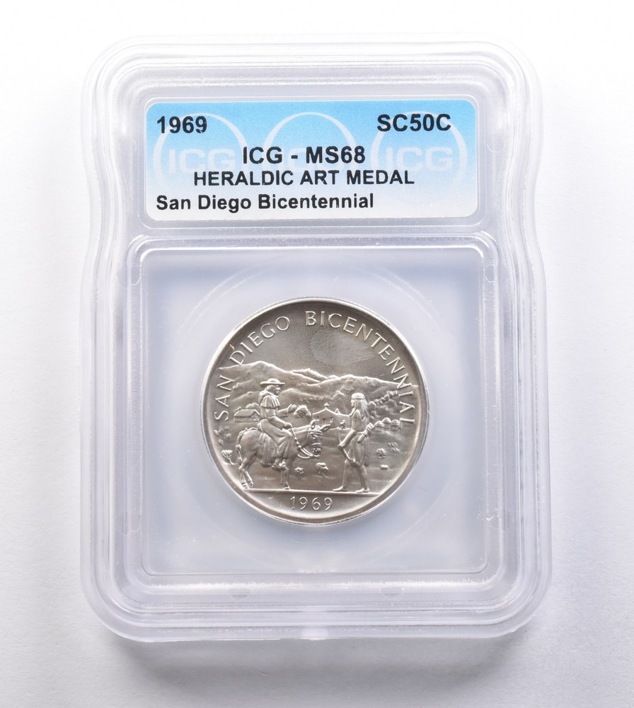 1969 So Called Half Dollar San Diego Bicentennial MS68 ICG