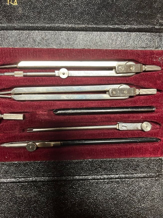 Vintage Gramercy Drafting Compass Set Germany Drawing Instruments in Case