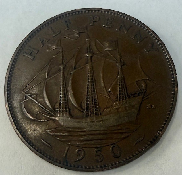 1950 Great Britain Half Penny Coin Lot 2