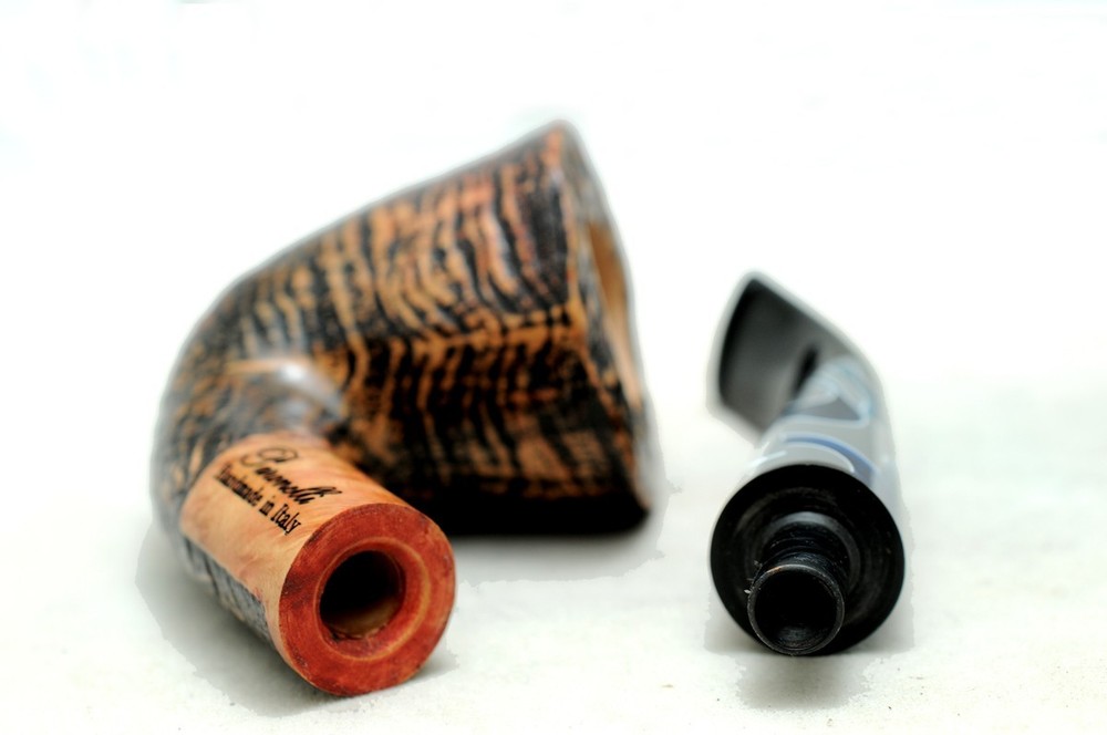 Brand new briar pipe PARONELLI bent sandblast handmade