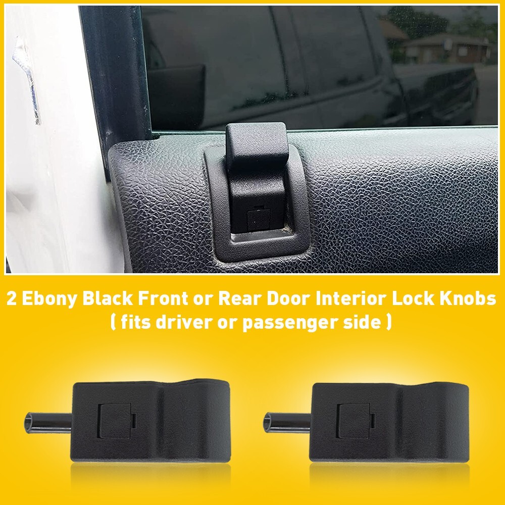 4PCS DOOR LOCK KNOBS FRONT/REAR EBONY FOR CHEVY/GMC SILVERADO/SIERRA 2007-2013