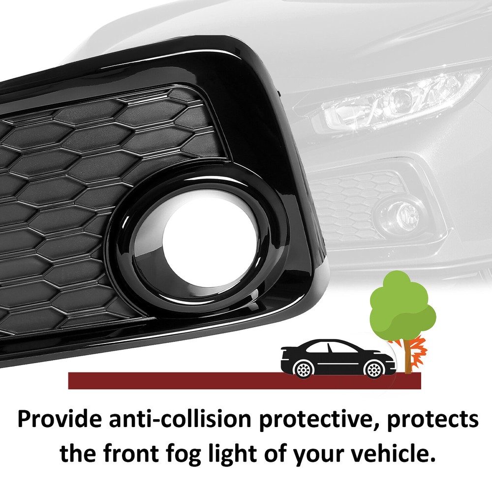 Fog Light Trim Bezel Covers For 2017 2018 2019 Honda Civic Driver+Passenger Side